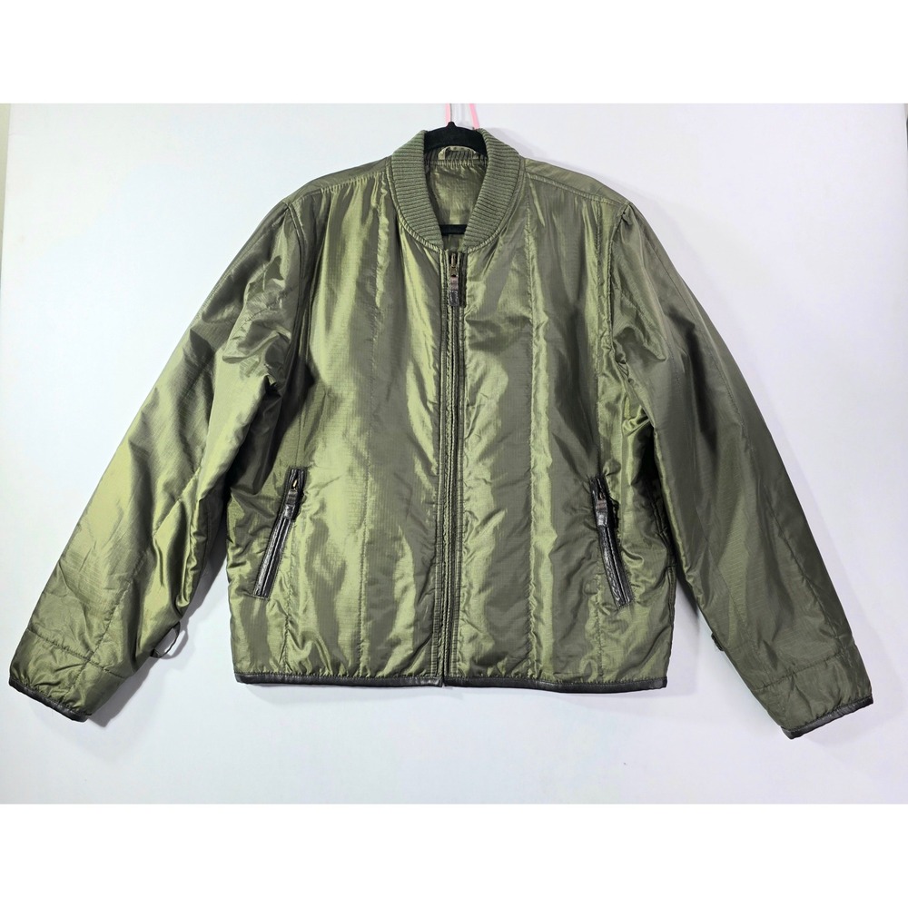 ZARA CASUALWEAR Mens Olive Green Ripstop Quilted Bomber Jacket Size XL